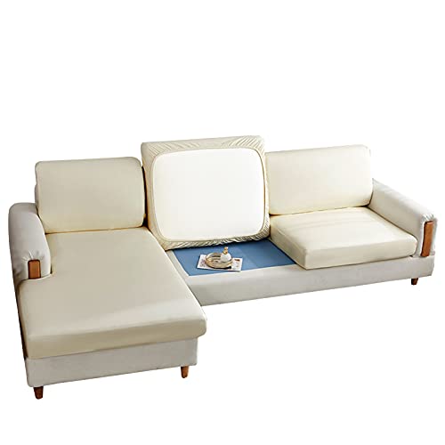 Housse de coussin de canapé extensible pour rénover un siège usé beige