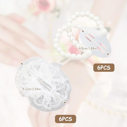 MVVM Corsage Wristlet Band,12pcs Wrist Corsage Bracelets Pearl Stretch Elastic Wristlets for Wedding Party Prom Diy Wrist Corsage Supplies Bride Bridesmaid Hand Flower3