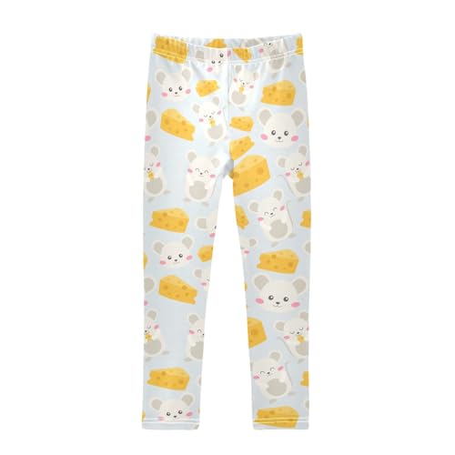 Girls Basic Leggings Baby Girls Pants Mouse Cheese Soft Footless Stretchy Tights Pants 4-10Y
