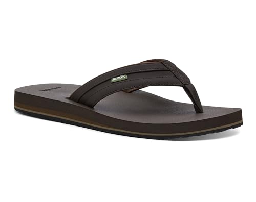 Image of Sanuk Mens Ziggy ST | Flip Flops for Men | Mens Sandals | Beach Sandals | Water Friendly & Lightweight | Comfort Footbed, Black, 12