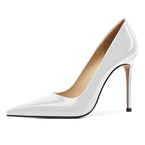 Image of Eldof Women's Classic Dress Pumps Shoes, Sexy Pointed Toe 4 inch Stiletto High Heels, Office Formal Slip On Size 5-13