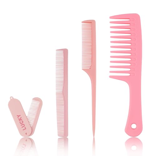 4 Peines Anchos Rosas para Cabello Grueso y Largo miniatura 1