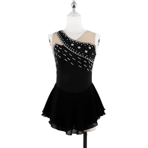 Vestido Feminino De Patinação Artística, Performance De Competição Para Adultos, Sem Mangas, Decote