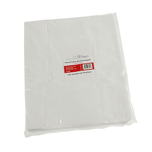 Organic Cotton Flannel (1 Yard, Pre-Cut), Bleached White, 60 Inches Wide, GOTS Certified 100% Natural Organic Cotton, Medium Weight 4.7 Ounces Per Square Yard