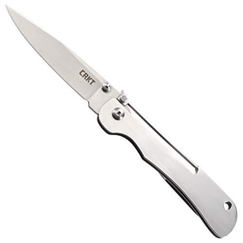 CRKT Offbeat Folding Pocket Knife: Plain Edge Folder with Lockback, Everyday Carry Folded Knife with Thumbstud, and Satin Blade Finish 7730