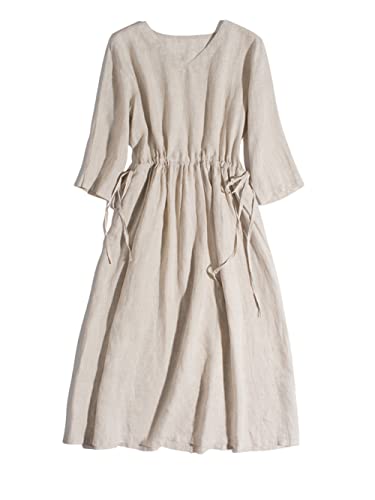 Robe longue en coton et lin idéale pour vos flâneries d'été