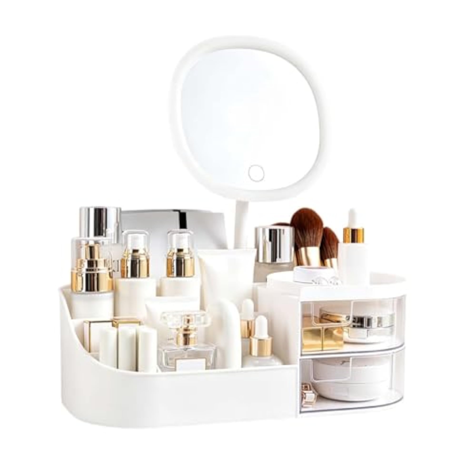 Makeup Organiser with LED Lighted Mirror, Large Capacity Box