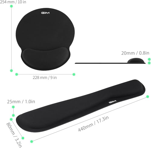 GIM Keyboard Wrist Rest Mouse Mat Set, Ergonomic Keyboard Wrist Support Memory Foam Mouse Mat with Wrist Cushion Support for Computer and Laptop Home Office Gaming (Black) - Image 6