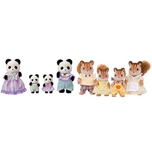 Image of Sylvanian Families Pookie Panda Family & - Walnut Squirrel Family