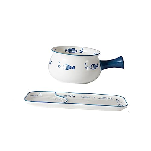 Zerodeko Assiette Rectangulaire Céramique à Motif Poisson pour Fruits et Salades Vaisselle pour Déjeuner et Repas Quotidiens à ou Au Restaurant