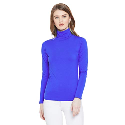 Image of LE BOURGEOIS Women Slim Fit Casual Full Sleeve Highneck /Turtle-Neck Cotton Top
