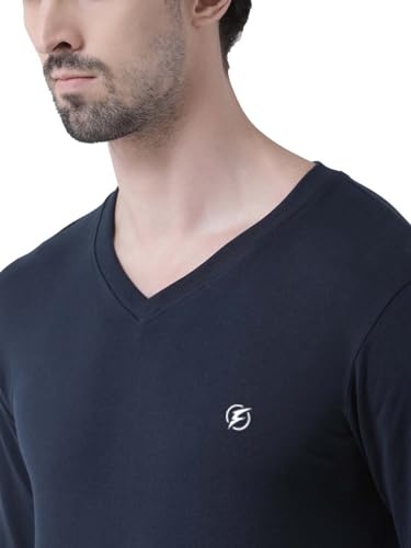 Image of Men's V-Neck Full Sleeves Cotton Lycra T-Shirt