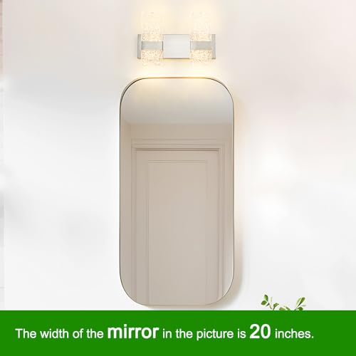 Image of Modern Brushed Nickel 2 Lights Bathroom Vanity Light, LED Bathroom Light Fixtures Over Mirror, Dimmable Acrylic Wall Lighting Fixtures, Hardwired Wall Light(H9.25in, L13.78in)
