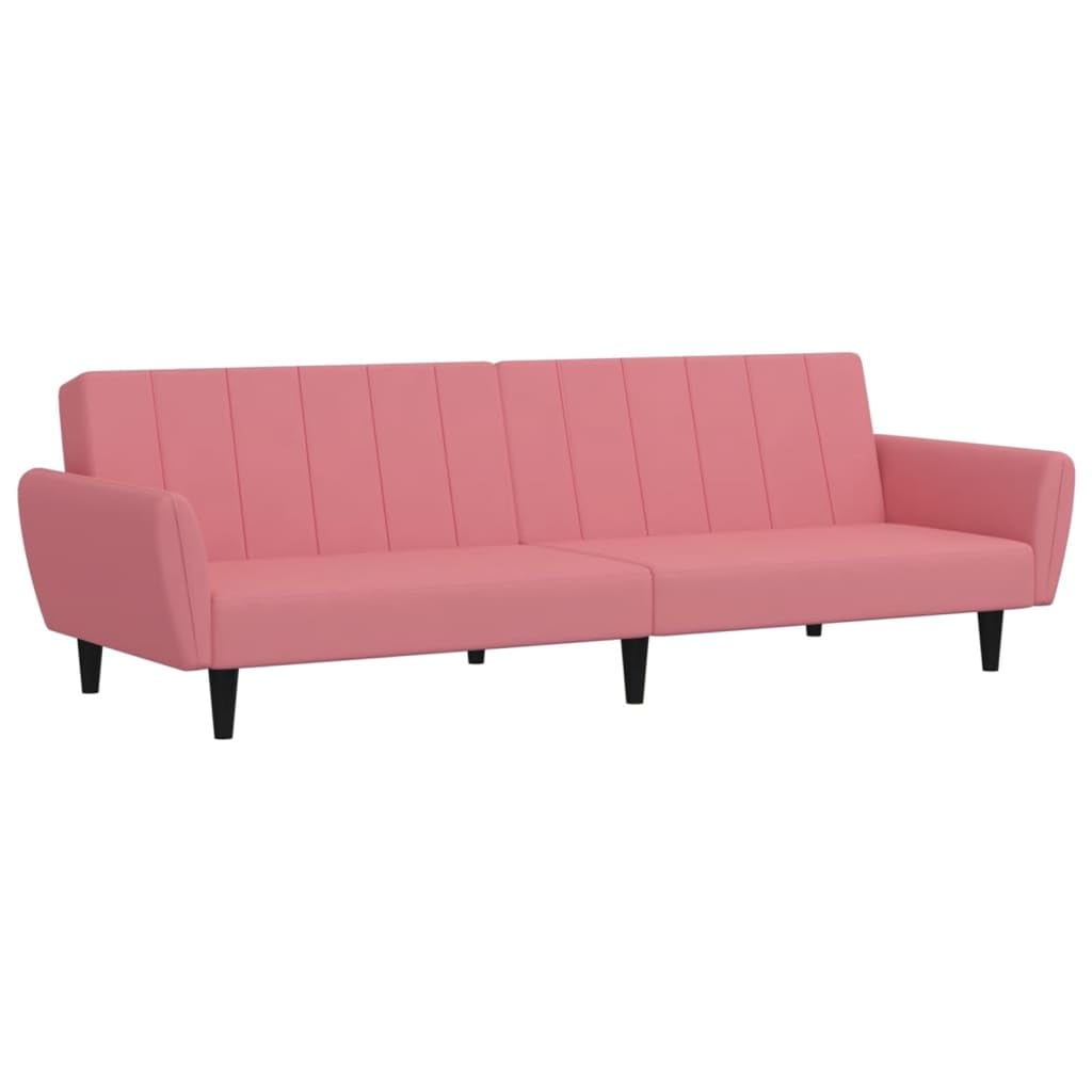 Sofá cama de 2 plazas, terciopelo rosa, 220 x 84,5 x 69 cm, con función de clic, diseño moderno, cómodo y robusto, para salón, habitación juvenil, espacios pequeños