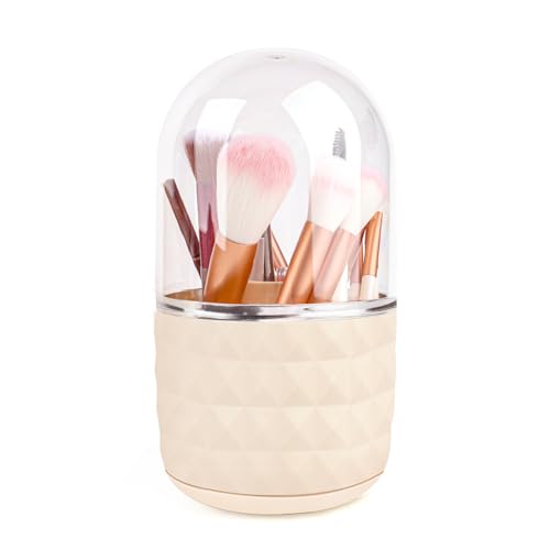 UKOFEW 360° Organizador Brochas Maquillaje con Tapa,Makeup Organizer Almacenar Maquillaje，Organizador Cosmeticos，para tocador dormitorio,cómoda