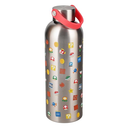 Paladone Super Mario Bouteille d’eau en métal - Produit Super Mario officiellement licencié