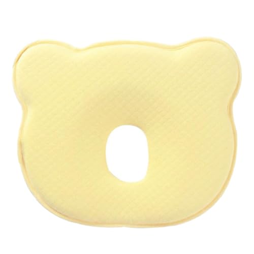 Little Finds Pram Pillow Bear Design Memory Foam Breathable 22x25x3cm Ergonomic Support (Yellow)