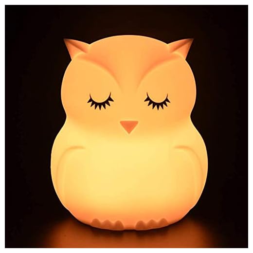 Luz Nocturna Infantil Tekemai,Luz de Noche Bebé, Lámpara de Mesa,lámpara de cabecera silicona,9 colores con control remoto,lámpara LED recargable USB para Dormitorio/Regalo para niños (Búho)