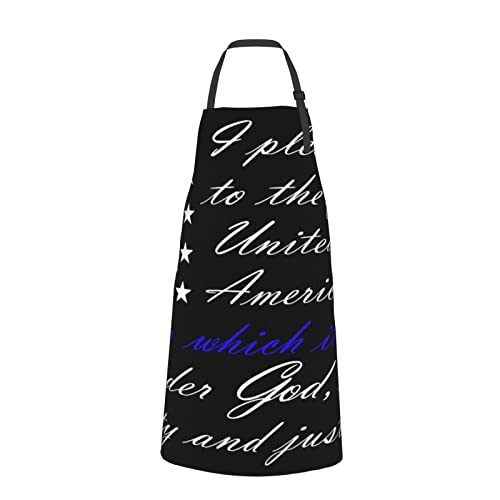 Tablier drapeau Pledge of Allegiance noir réglable imperméable 2 poches