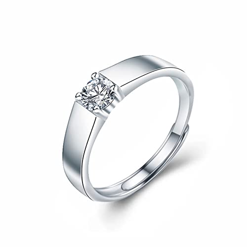 Bague fiançailles argent 925 moissanite 1ct solitaire ajustable