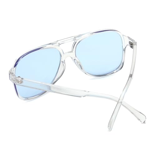Image of FEISEDY Vintage Retro 70s Plastic Aviator Sunglasses Women Men Classic Large Squared Frame B2751