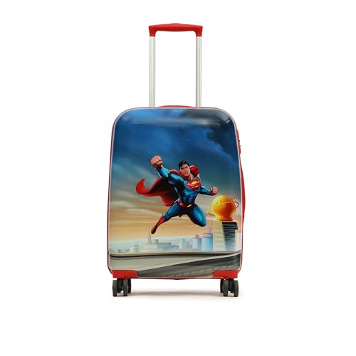 Image of YAYAVAR Superman Kids Trolley Suitcase - 65L | Hard-Sided Printed Cabin Luggage with 8 Wheels, Number Lock, Scratch Resistant, Lightweight Travel Bag (60cm)