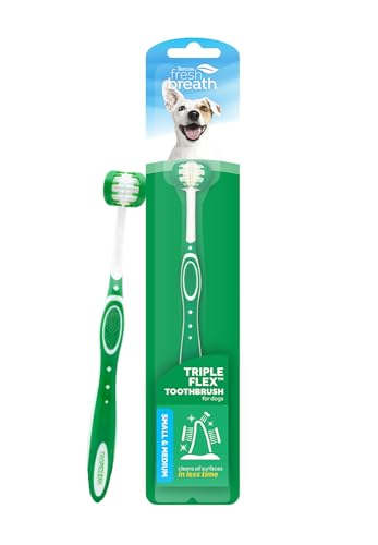 TropiClean Fresh Breath TripleFlex Dog Toothbrush, Small/Medium Dogs