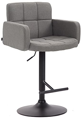 CLP Tabouret de Bar Los Angeles Tissu Hauteur Réglable I Chaise Haute de Cuisine avec Dossier et Accoudoir I Tabouret de Bar Design Confortable, Couleur:Gris,...