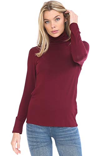 Image of Women's Lightweight Long Sleeve Turtleneck Top Pullover Sweater (S-3XL)