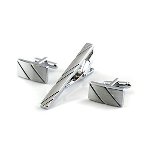 3 pcs Klassische Krawattenklammern,Manschettenknöpfe und Krawattenklammer Set,Krawatte Klammer,Herren Krawattennadel,Krawattenklammer-Set FüR Hochzeiten,für Valentinstag,JubiläUm,Meeting,Hochzeit