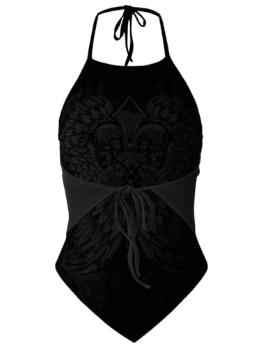 Image of Design by Olivia Women's Sexy Paisley Bandana Halter Top Y2K Crop Shirt