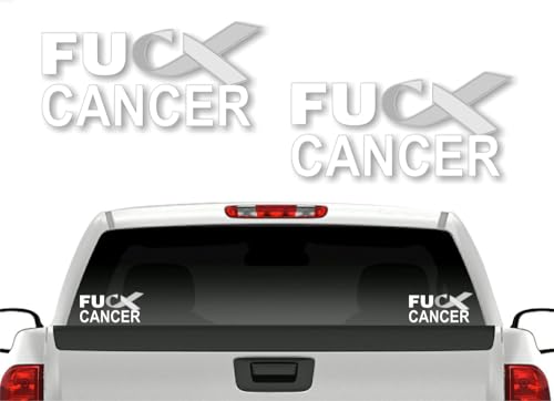 Image of 2 FU Cancer Gray Ribbon 8'' Decals FCK Brain Cancer Vinyl Vehicle Decal Stickers (2 Decals - Gray)
