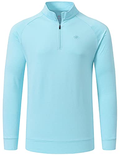 MoFiz Men s Long Sleeve Golf Shirts Athletic Jersey Sports Polo Shirt 1 4-Zip Pullover Green Medium