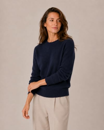 Image of State Cashmere Women's Essential Crewneck Sweater 100% Pure Cashmere Classic Long Sleeve Pullover