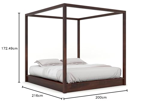 Image of Sheesham Solid Wood Poster Capital Bed for Home| Beautiful Bedroom (Dark Brown, King)