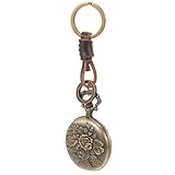 MOBUTOFU Reloj de Bolsillo Vintage para Hombre, Llavero Decorativo de Metal Diseño de Rosa, Estilo Retro Compacto y Artesanal, Accesorio Clásico para Uso Diario y Obsequio