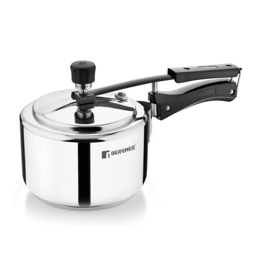 Image of Bergner Aragon Inner Lid Stainless Steel Pressure Cooker 3 Litres, Triply Bottom Design, Non-Toxic Safety Valve, Ergonomic Handle, Mirror Finish, Easy to Use and Clean - Induction and Gas Stove Ready