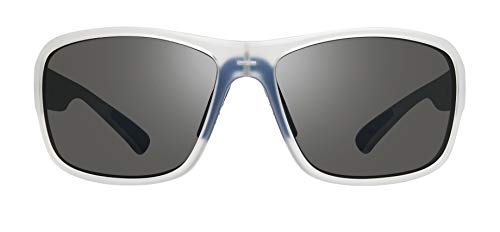 Revo Polarized Sunglasses Border Wraparound Frame 66 mm, Matte Crystal Frame, Graphite