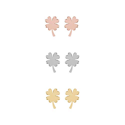 Four-Leaf Clover Studs, 9K 14K 18K Gold Earrings, Yellow Solid Gold, Good Luck Gift For Her/Code: 0.002 #TOP4