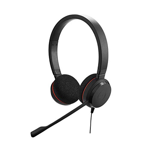 Jabra Evolve 20 UC Stereo Headset – Unified Communications Headphones for VoIP Softphone with Passive Noise Cancellation – USB kabel s ovladačem – černý