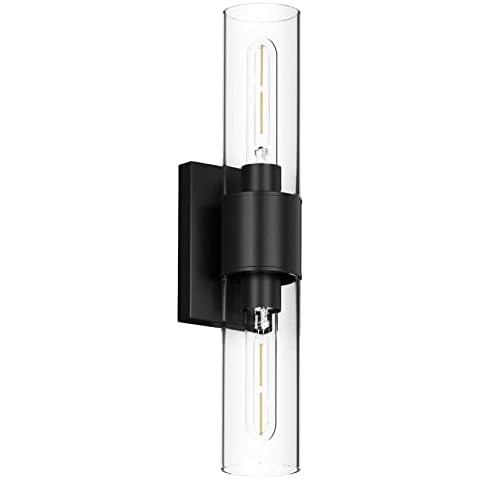 Tipace Black Bathroom Vanity Light Fixtures,Industrial Wall Sconces Clear Glass Wall Lights,Wall Lamp for Bathroom,Living Room, Bedroom,Hallway(Bulb not Include) Cover