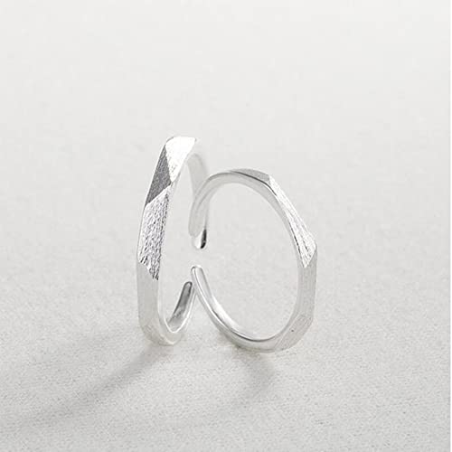 Alliance en argent sterling 925 mat et géométrique pour couples élégants