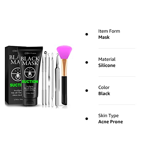 Blackhead Remover Mask Valuable 3-In-1 Kit Purifying Peel Off Mask, With 5 Blackhead & Pimple Comedone Extractors And Silicone Brush, Deep Cleansing Blackheads Removal Mask Kit #TOP7