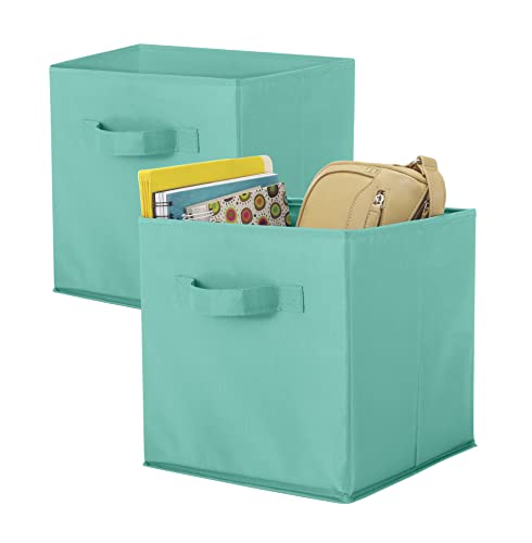 Whitmor Lot de 2 Cubes Pliables en Tissu Turquoise 25,4 x 25,4 x 25,4 cm