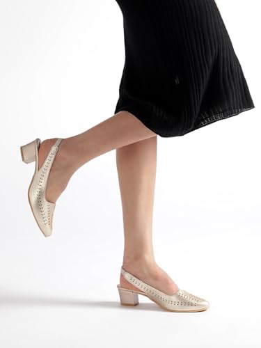 Image of Marc Loire Women Pointed Toe Block Heel Sandal for Office Wear