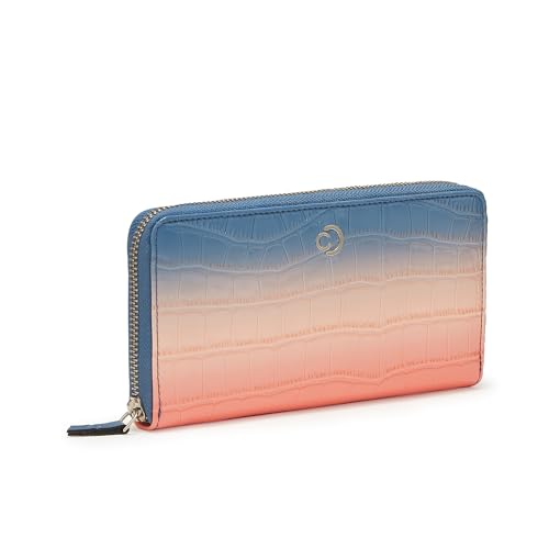 Image of Caprese Eva Women's Wristlet Zip Around Wallet, Large| Stylish Faux Leather Wallet with Zipper Closure | Three Compartments & Card Slots | Elegant Design for Casual & Special Occasions (Navy Blue)