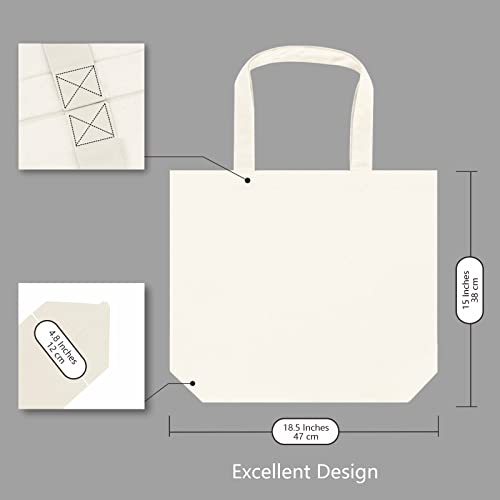 TOPDesign 1-Pack Super Strong Large 12oz Cotton Canvas Tote Bag, Reusable Grocery Shopping Cloth Bag, Fashionable Two-Tone Totes for Crafts, DIY Your Creative Designs