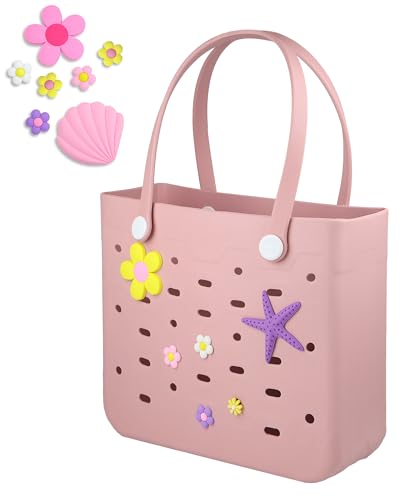 Image of Uluck Beach Bag for Women | Waterproof Rubber Tote Bag with Zipper Pocket for Beach, Pool, Travel, Groceries, Sports
