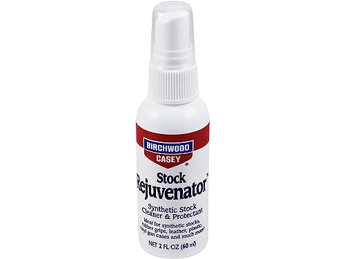 Birchwood Casey Easy-to-Use Stock Rejuvenator Cleaner & Protectant for Synthetic Stock, Rubber Grips, Leather, Plastic, 2 Ounce Pump