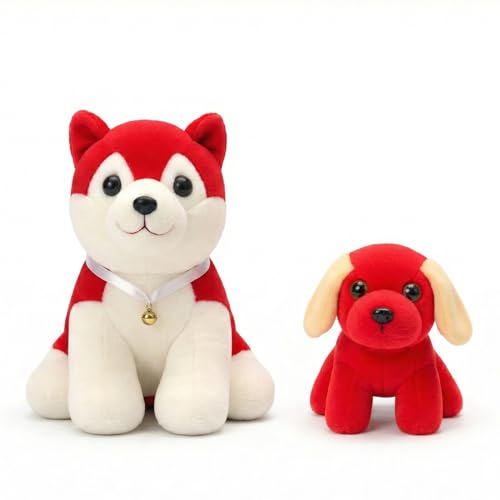 Image of Tabitha Stuffed Toys-Ultra Soft Plush Toy for Kids | Birthday Gifts for Kids and Girls | (Combo of 2 Toys 35 Cm Red Dog & 25 Cm Red Dog)